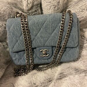 Chanel Denim Blue Quilted Shoulder Bag